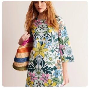 New: Boden Linen Flare Dress with Pockets. Size 12 US 16 UK